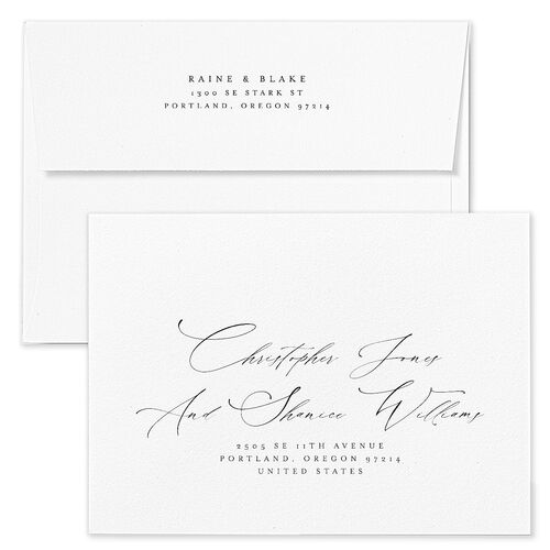 Vintage Gothic Wedding Invitation Envelopes White Sea Foam Both Recipient and Return Addresses Standard Signature