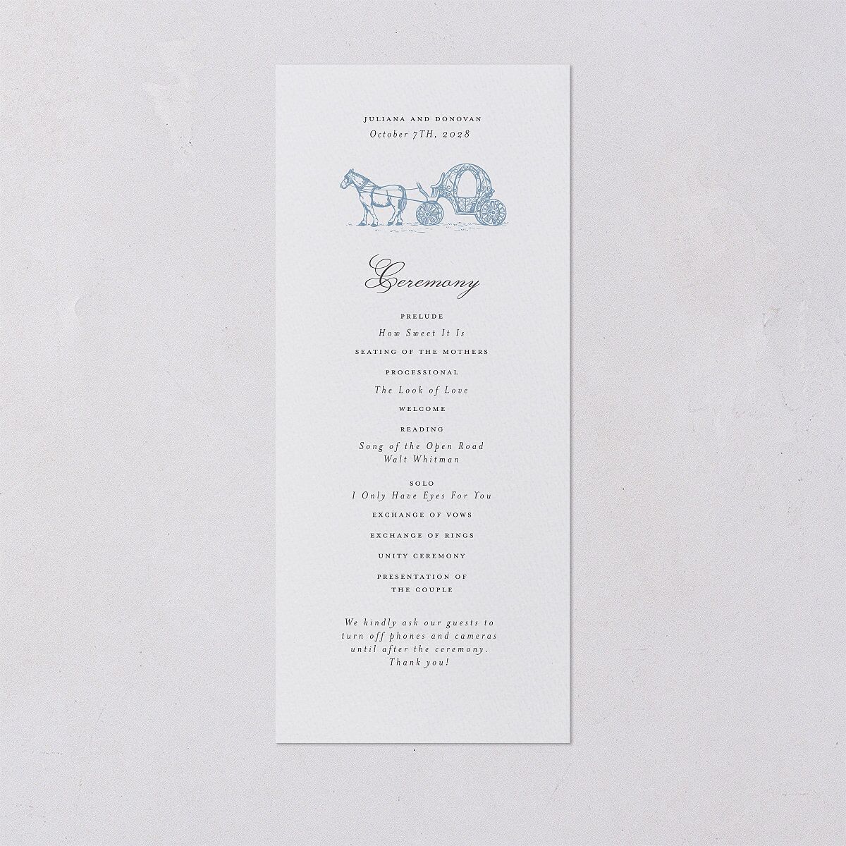 Medieval Castle Wedding Programs Dusty Blue Signature