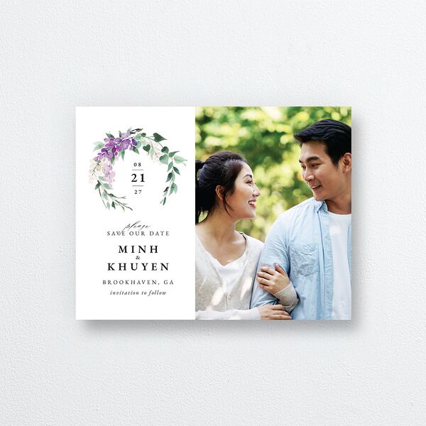 Romantic Wisteria Save the Date Petite Cards Purple Petal Signature smooth Blank No Standard