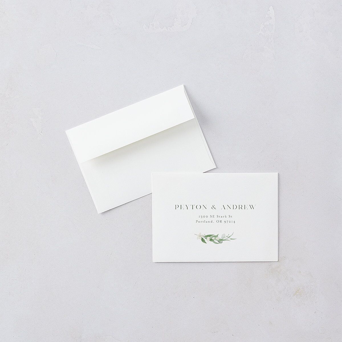 Greenery Laurel Foil Wedding Response Cards Thyme Gold Signature Standard