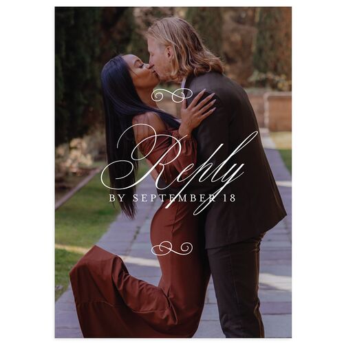 Classic Romantic Photo Wedding Response Cards Ink Blue Signature Standard