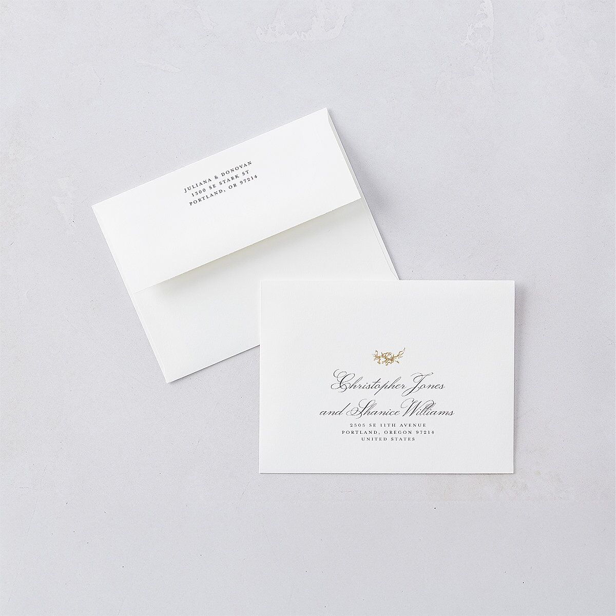 Medieval Castle Storybook Save the Date Petite Card Envelopes White Almond Both Recipient and Return Addresses Signature Standard