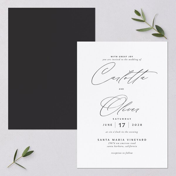 Simply Classic Wedding Invitations Charcoal Signature Blank No Standard