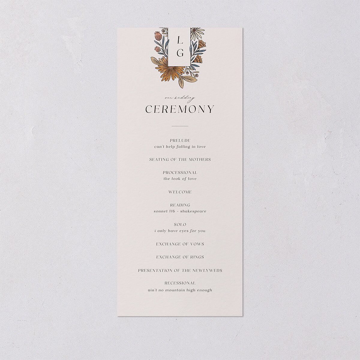 Timeless Wildflowers Wedding Programs Terracotta Signature