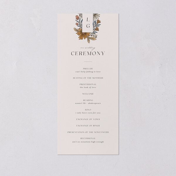 Timeless Wildflowers Wedding Programs Terracotta Signature