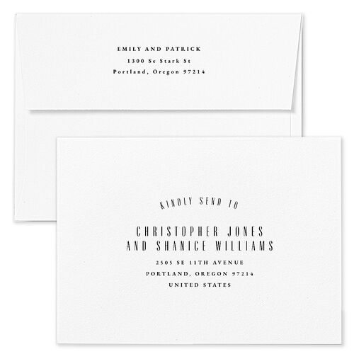 Gilded New Years Holiday Card Envelopes White Pure White Both Recipient and Return Addresses Standard Signature