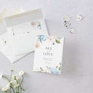 Elegant Peonies and Hydrangeas Thank You Cards Baby Blue
