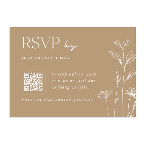 Simple Modern Wildflowers QR Code RSVP Cards Mocha Signature Standard