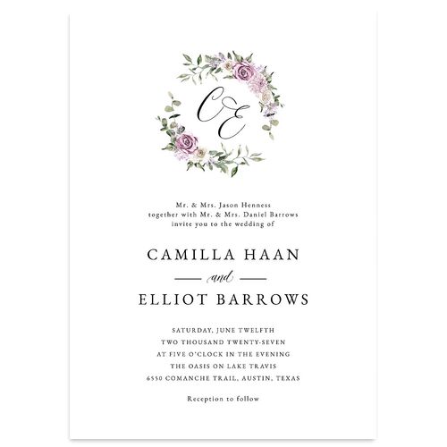 Floral Monogram Wedding Invitations Orchid Signature Blank No Standard
