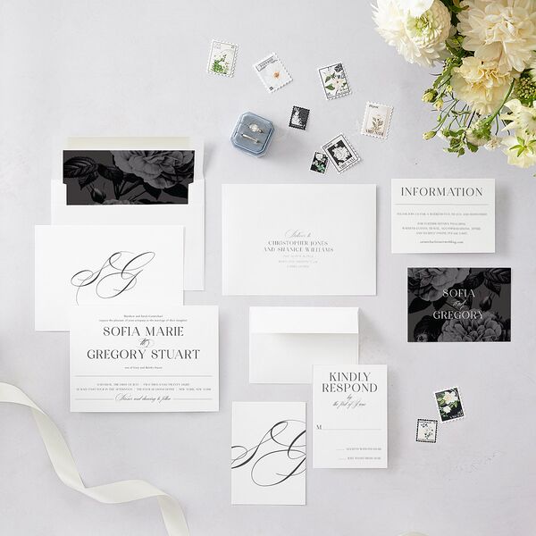 Classically Elegant Wedding Invitation Pure White Signature Blank No Standard