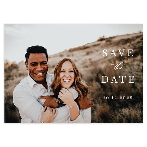 Eucalyptus Frame Save The Date Cards Pure White Signature smooth No Standard