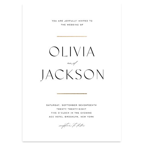Just Us Foil Wedding Invitations Gold Pure White Signature Blank No Standard