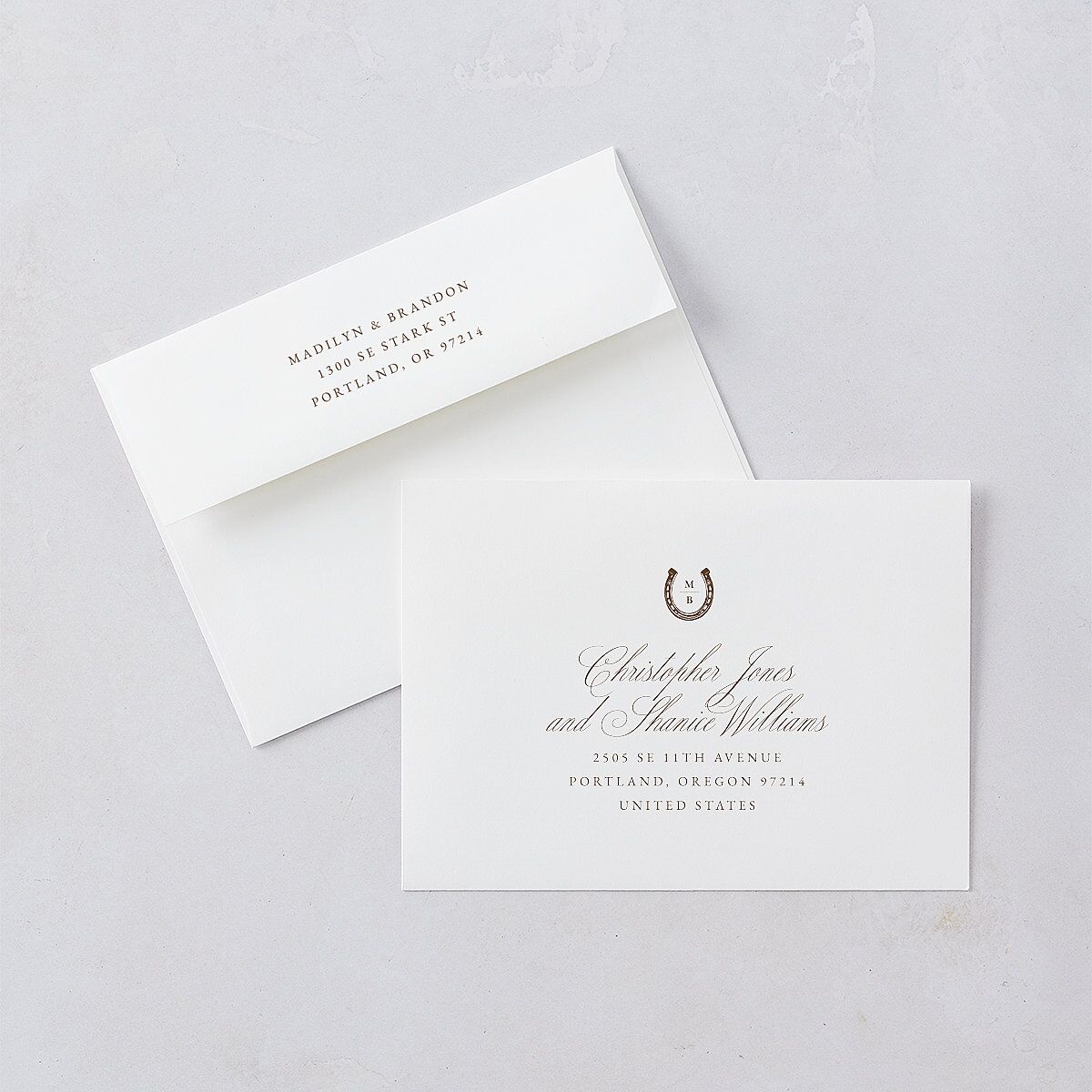 Western Horseshoe Botanical Wedding Invitations Mocha Signature Blank No Standard