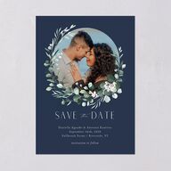 Eucalyptus Hoop Save the Date Cards Moody Blue Signature smooth Blank No Standard