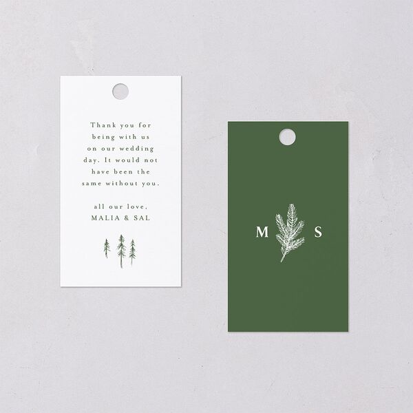 Etched Mountains Favor Gift Tags Hunter Green Signature