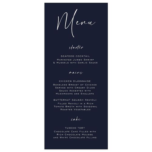 Simply Striking Menus Navy Signature