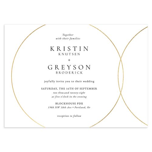 Minimal Rings Wedding Invitations Gold Pure White Signature Blank No Standard