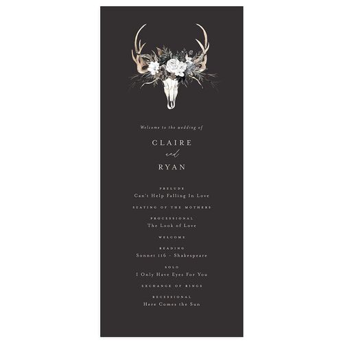 Gothic Antlers Wedding Programs Charcoal Signature