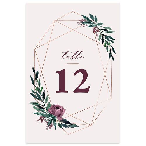 Gilded Botanical Table Numbers Mauve Signature