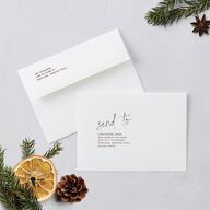 Wavy Bow Frame Foil Holiday Cards Gold Jewel Red Signature Blank Standard Portrait
