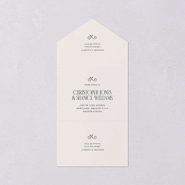 Maximalist Photo Crest All-in-One Wedding Invitations Linen Signature Light Both Recipient and Return Addresses No
