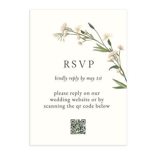 Wild Daisies QR Code RSVP Cards Hunter Green Signature Standard