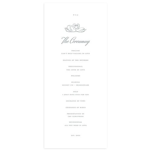 Elegant Swans Wedding Programs Dusty Blue Signature