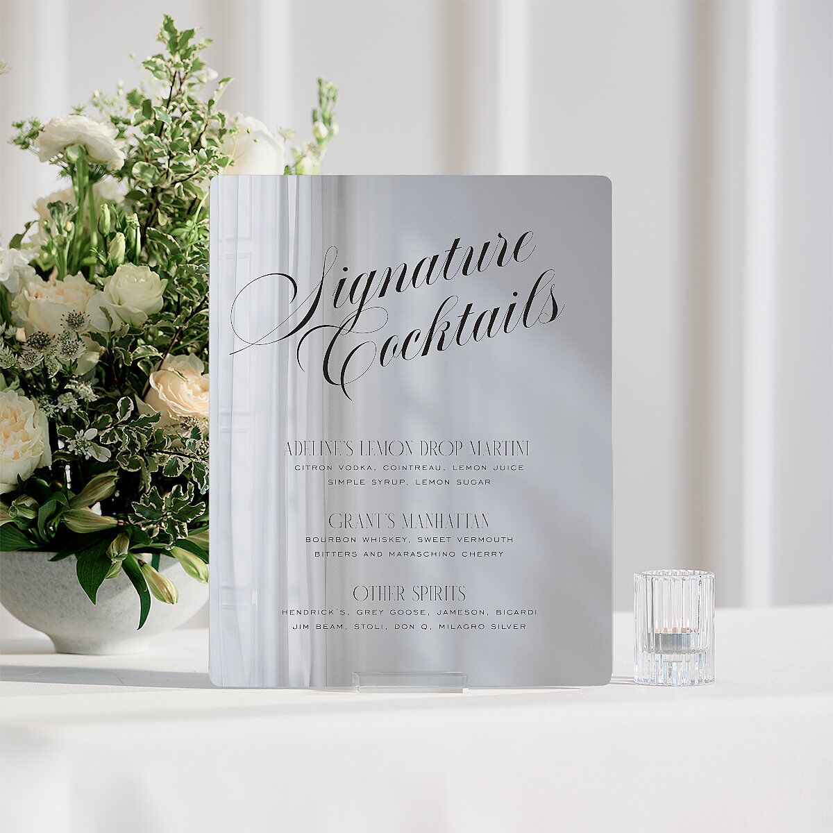 Old Money Mirrored Acrylic Bar Tabletop Sign Small Champagne Mirrored Acrylic S Standard Tabletop Bar