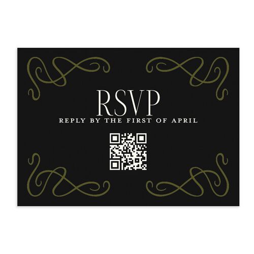 Art Nouveau Wisteria QR Code RSVP Cards Midnight Signature Standard