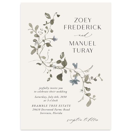 Curved Garland Wedding Invitations Champagne Signature Blank No Standard