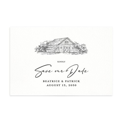 Rustic Setting Save The Date Postcards Medieval Grey