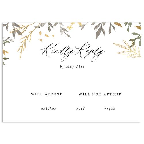 Elegant Greenery Watercolor Foil Wedding Response Cards Gold Licorice Signature Standard