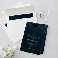 Sparkling Night Wedding Invitations Navy Signature Blank No