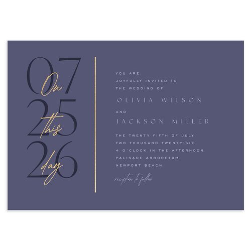 On This Day Wedding Invitations Gold Midnight Navy Signature Blank No Standard