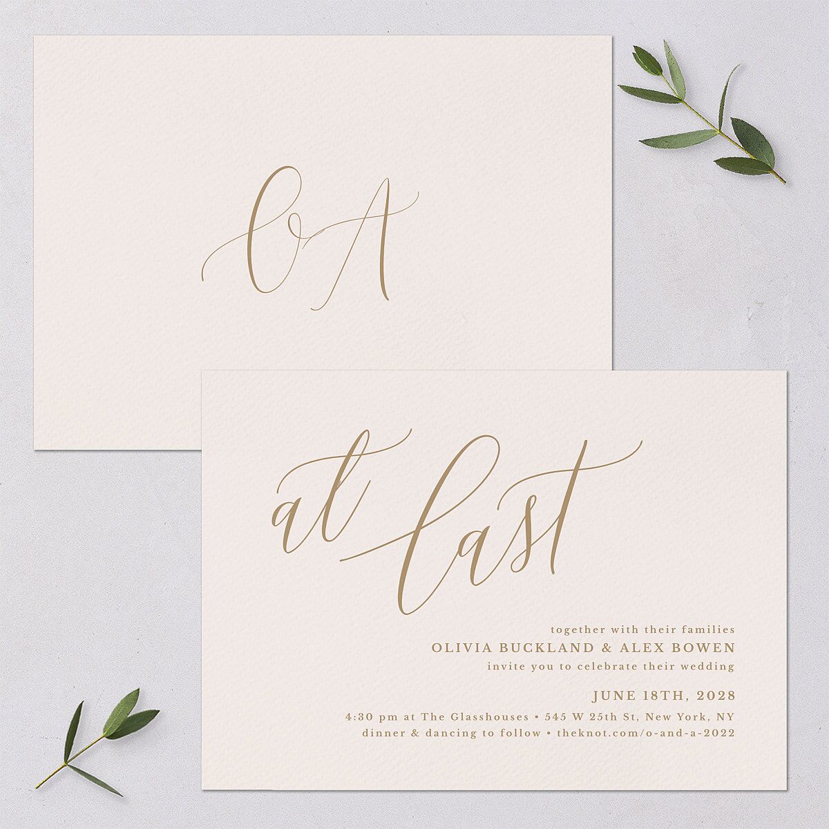At Last Wedding Invitations Linen Signature Blank No Standard