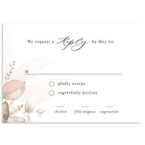 Romantic Greenery Wedding Response Cards Tan Signature Standard