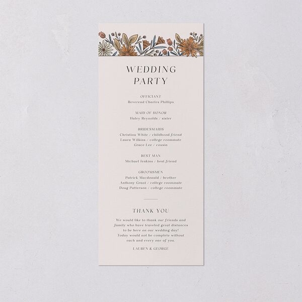 Timeless Wildflowers Wedding Programs Terracotta Signature