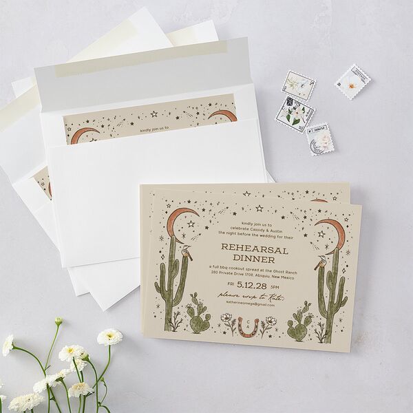 Southwestern Nouveau Rehearsal Dinner Invitations Umber Signature Blank Standard