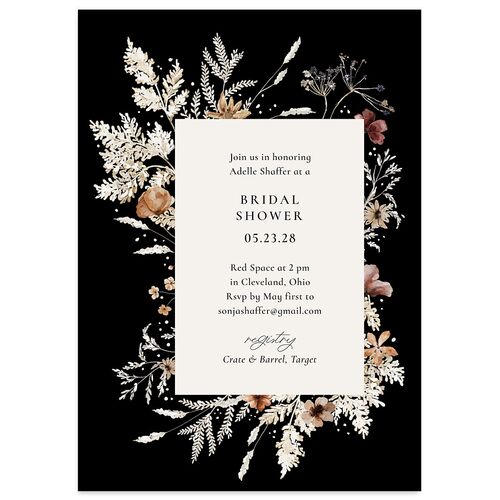 Dried Blooms Bridal Shower Invitations Licorice Signature Blank Standard