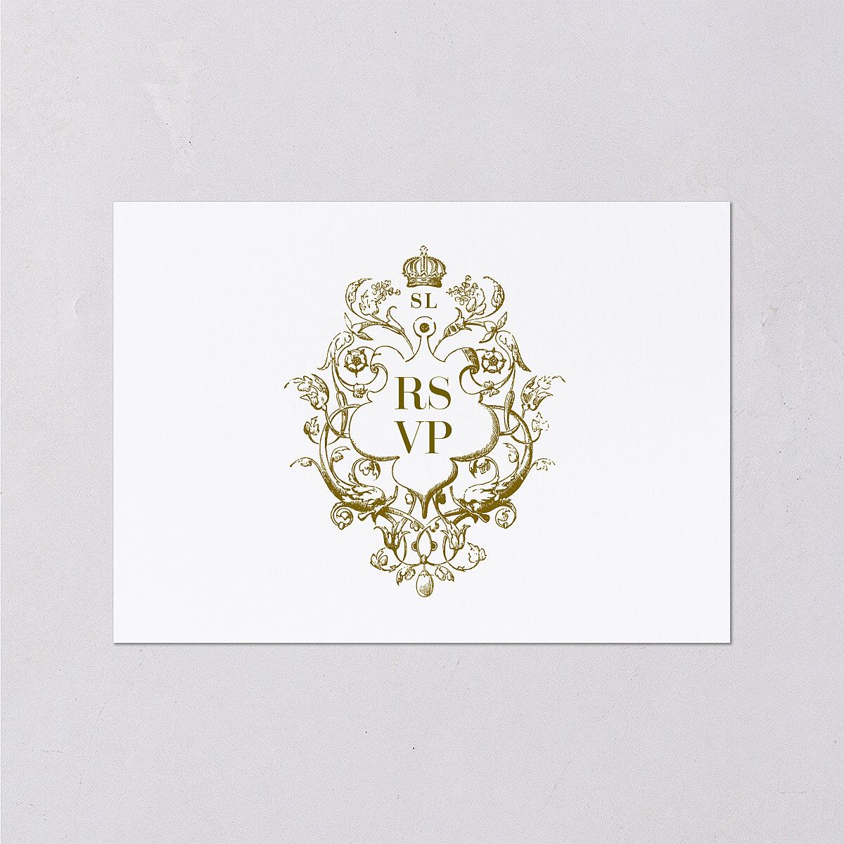 Ornate Vintage Crest Wedding Response Cards Umber Signature Standard