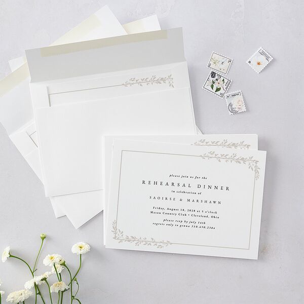 Dainty Frame Rehearsal Dinner Invitations Pure White Signature Blank