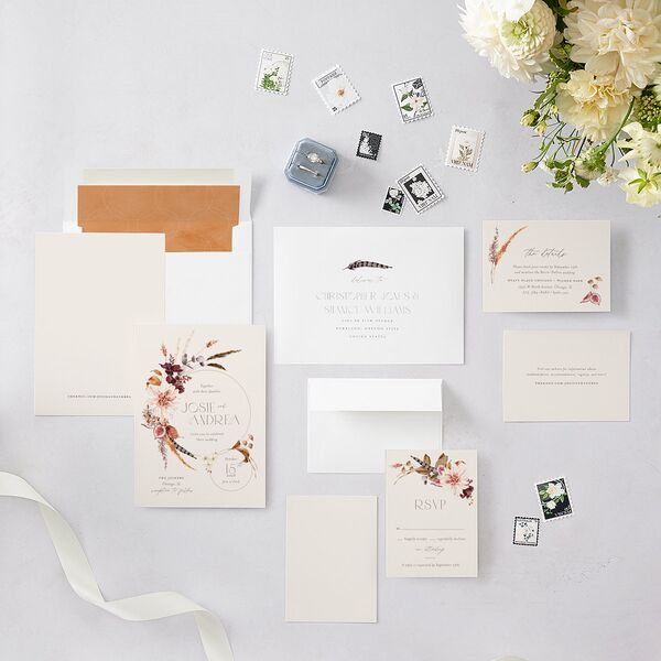Eclectic Adornment Wedding Invitations Peony Signature Blank No Standard