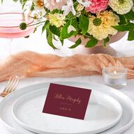 Marble and Gold Place Cards Merlot Signature