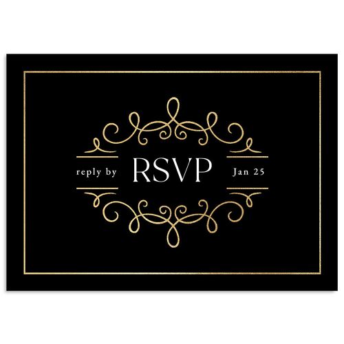 Monogram Flourish Foil Wedding Response Cards Midnight Gold Signature Standard