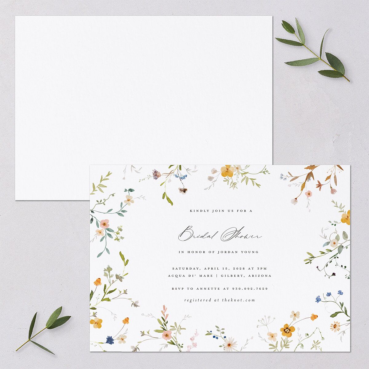 Dainty Wildflowers Bridal Shower Invitations Sunflower Signature Blank Standard