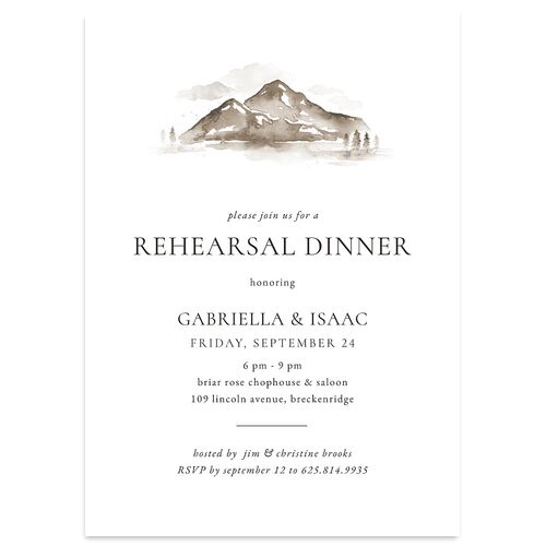 Watercolor Mountains Rehearsal Dinner Invitations Fawn Signature Blank Standard