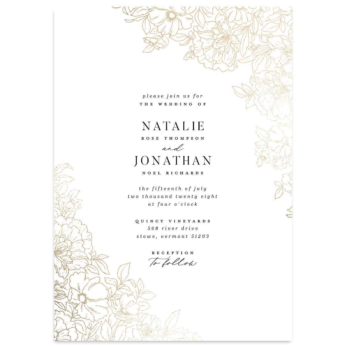 Gilded Florals Wedding Invitations