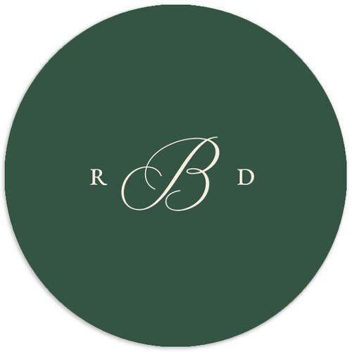 Classic Monogram First Christmas Holiday Stickers Dark Emerald Circle