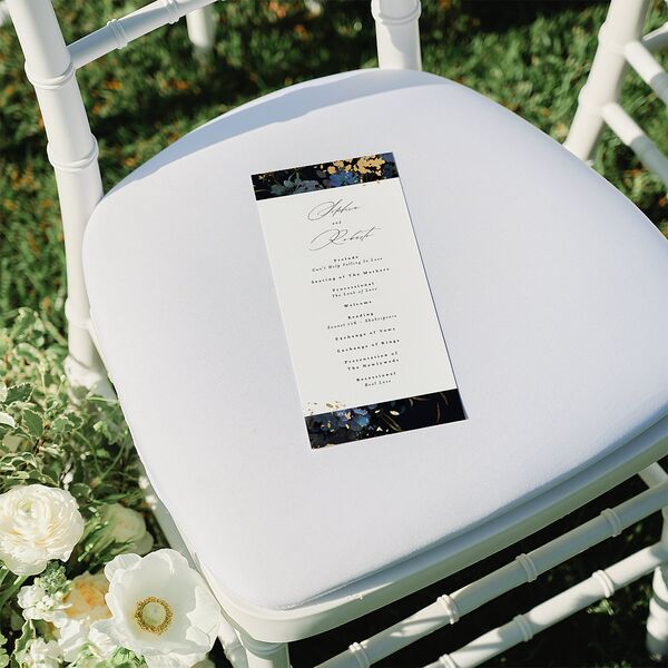 Midnight Floral Wedding Programs Gold Navy Signature