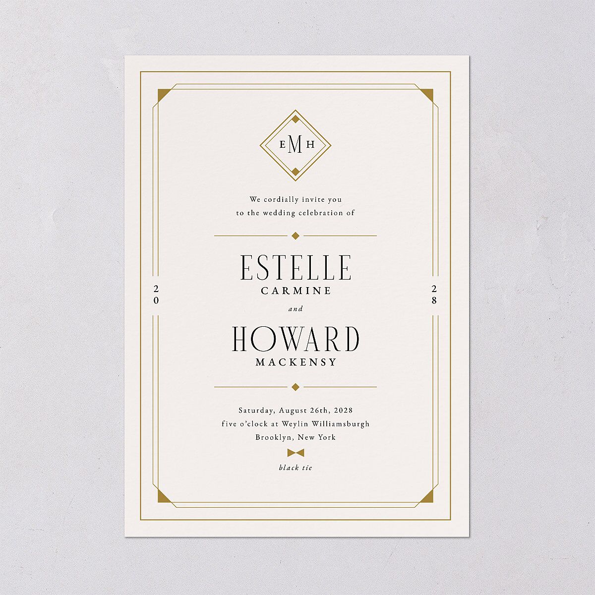 Old Hollywood Glam Wedding Invitations Champagne Signature Blank No Standard